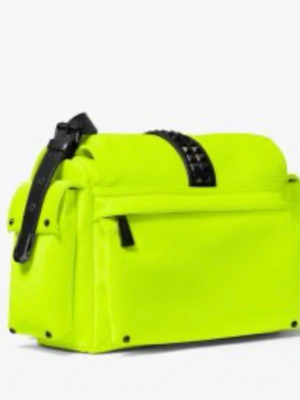 Michale Kors Neon Yellow Satchel with Black Strap Studded